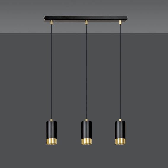 Lampa Wisząca FUMIKO 3 Czarny/Złoty