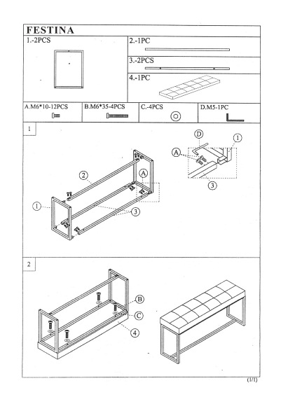 Ławka FESTINA Srebrny/Czarny Aksamit Tap.105