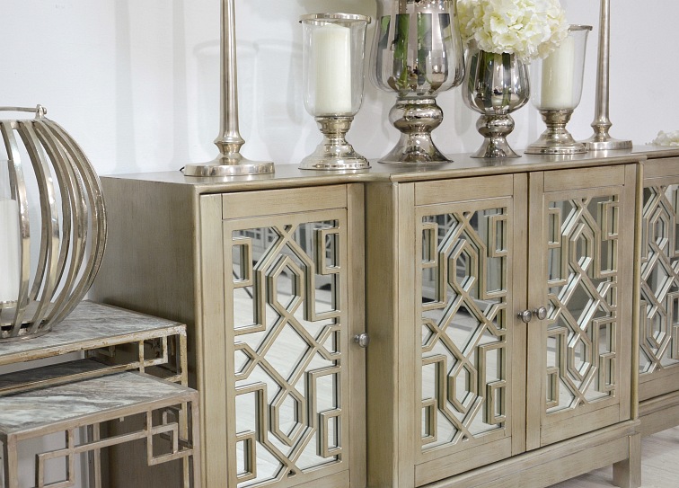 Komoda Lustrzana AV1550-70 4D Avola 45x178x86 Złoty