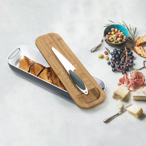 Komplet 3w1 Deska, Pojemnik z Napisem i Nóż Szary