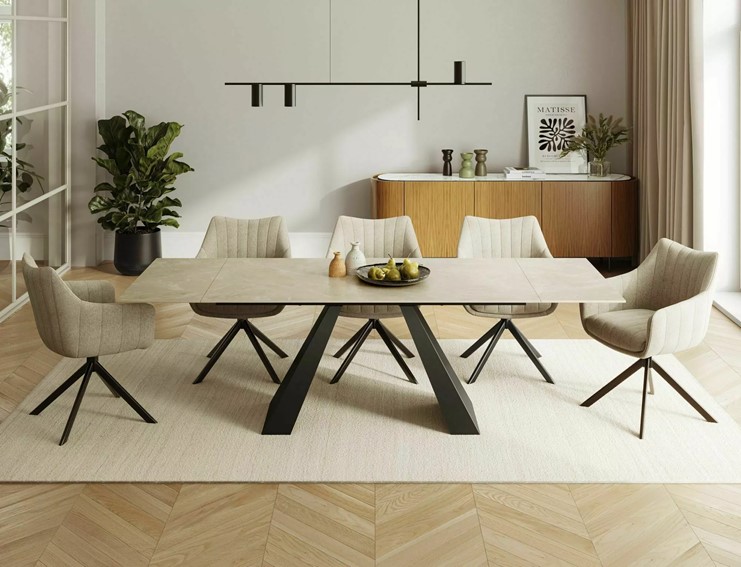 Stół Rozkładany SALVADORE Ceramic (160-240)x90cm Kremowy/Czarny