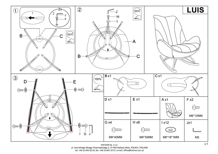 Fotel Bujany LUIS Popielaty
