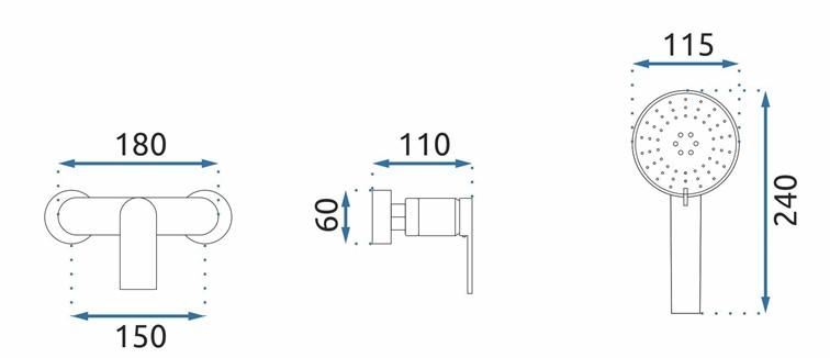 Bateria Prysznicowa VERSO Czarny