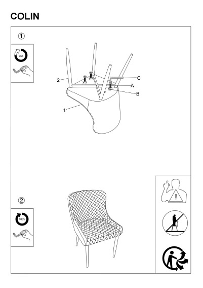 Krzesło COLIN B Velvet Czarny/Szary Bluvel 14