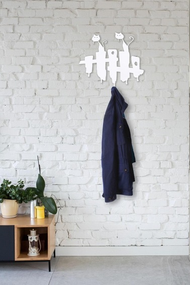 Wieszak Ścienny Koty 4x42x35 Biały