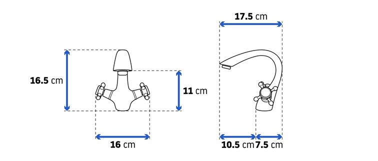 Bateria Umywalkowa Niska RETRO Czarny Przecierany