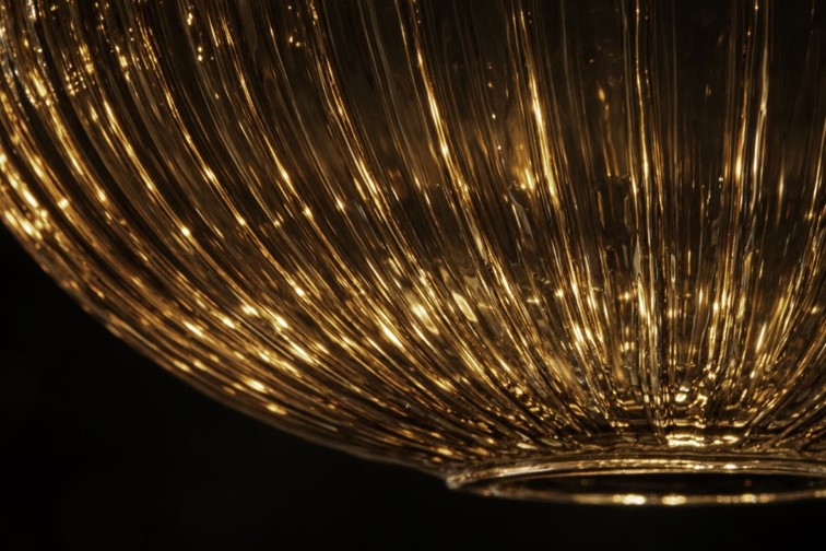 Lampa Wisząca AKARI K-5855 Czarny/Bursztynowy