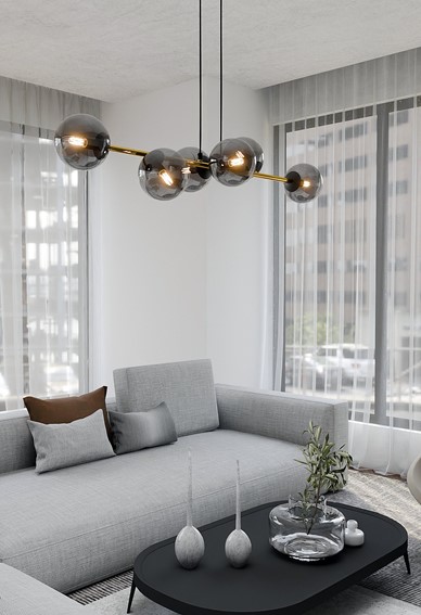 Lampa Wisząca GRAVITY 6 Czarny/Złoty/Grafitowy