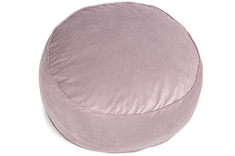 Duża Okrągła Welurowa Pufa 71x32 Pudrowy Róż