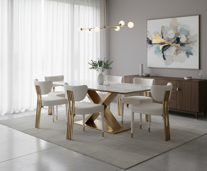 Krzesło MODIG M3-1 Biały/Złoty