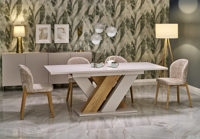 Stół Rozkładany BRANDON (160-200)x90 cm Kaszmir/Dąb Cremona