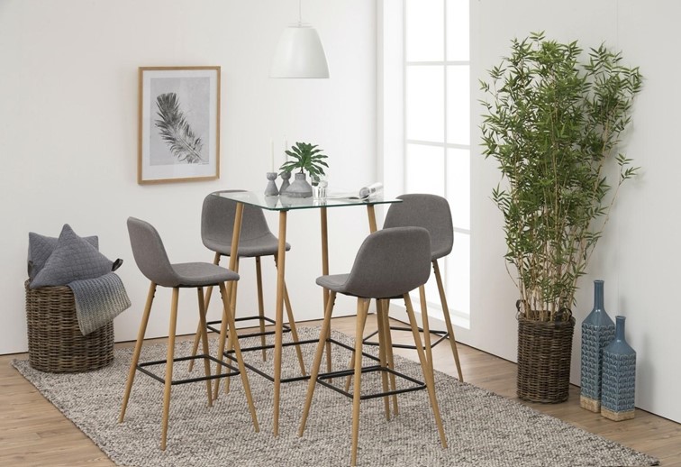 Stołek Barowy WILMA Szary Jasny/ Dąb