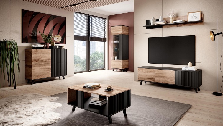 Szafka RANDOM RTV-1 Dąb Wotan/Czarny