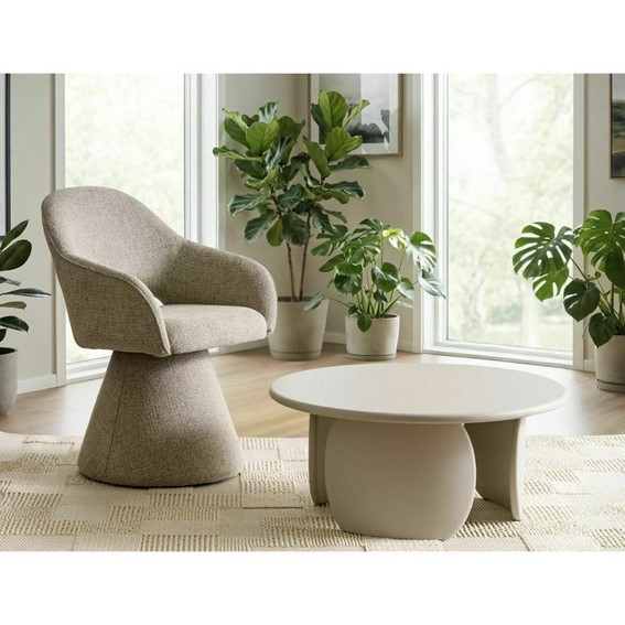 Ława NOEMI Fi80cm Beż Mat