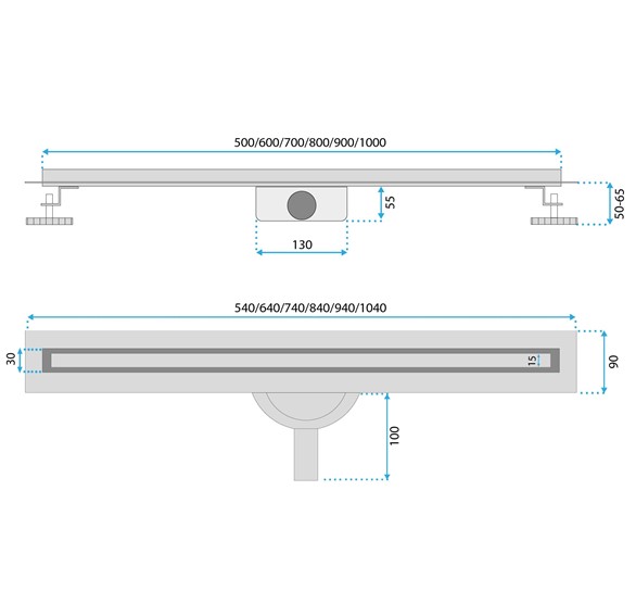 Odpływ NEOX SLIM PRO 500 Stal Szczotkowana