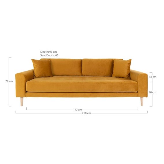 Sofa Trzyosobowa LIDO Żółty/Naturalny