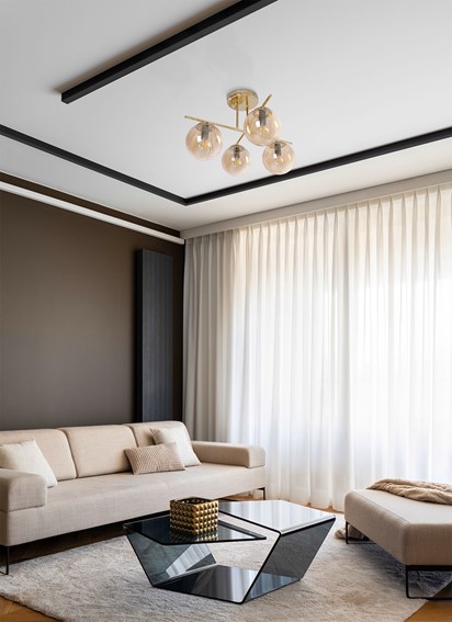 Lampa Sufitowa GRAND K-5413 Złoty/Bursztynowy