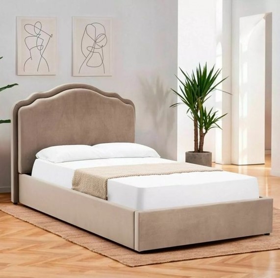 Łóżko FLORENCJA Velvet 140x200cm Ciemny Beżowy