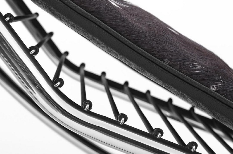 Leżanka DIVANO PONY Brązowo Biała Skóra Naturalna