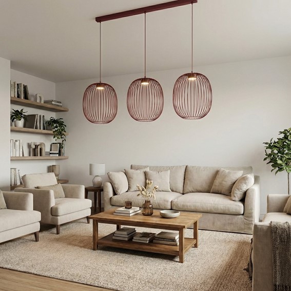 Lampa Wisząca MANTRA 3 Burgundowy
