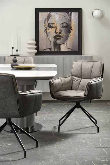 Stół Rozkładany DANCAN (160-220)x90 Popielaty/Biały Marmur