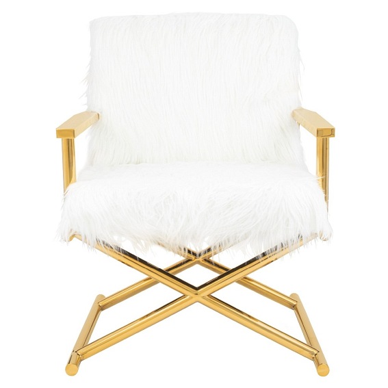 Fotel Mr.Fluffy 70x68x87 Biały/Złoty