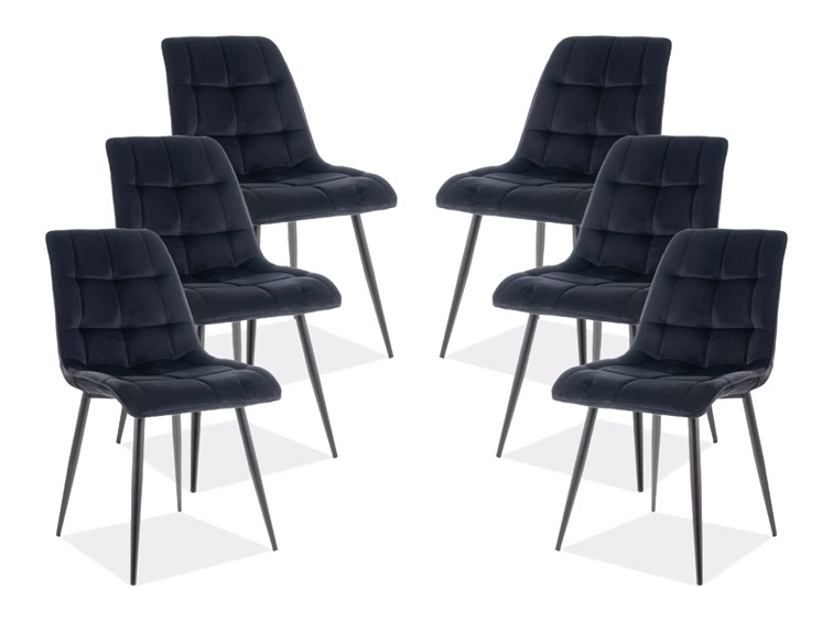 Zestaw 6x Krzesło CHIC Velvet Czarny/Czarny
