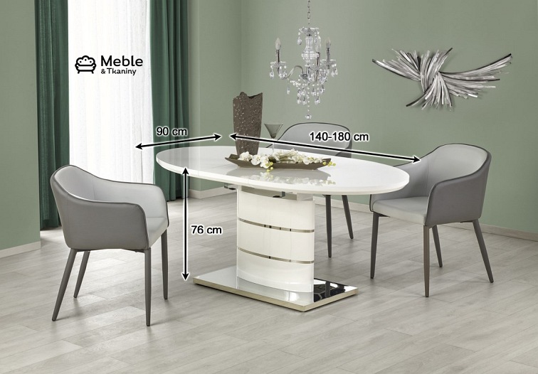 Stół Rozkładany ASPEN (140-180)x90 Biały