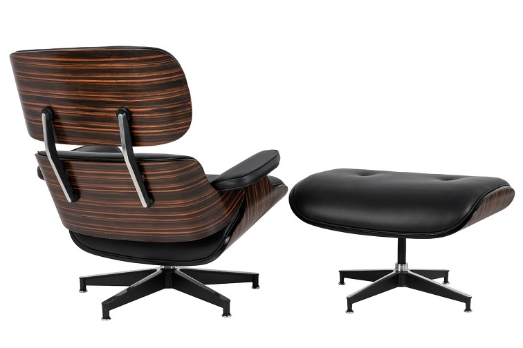 Fotel z Podnóżkiem LOUNGE HM PREMIUM Czarny/Heban