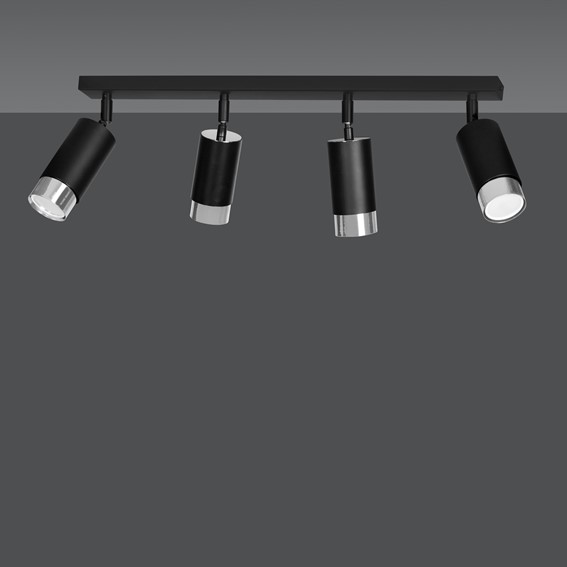 Lampa Sufitowa HIRO 4 Czarny/Chrom