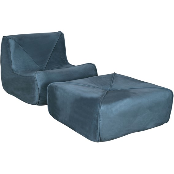 Fotel z Podnóżkiem NUA N24-18 Niebieski