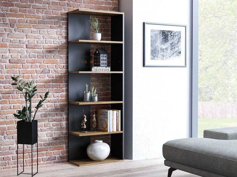 Regał CORNER 170x60 Dąb Wotan/Czarny