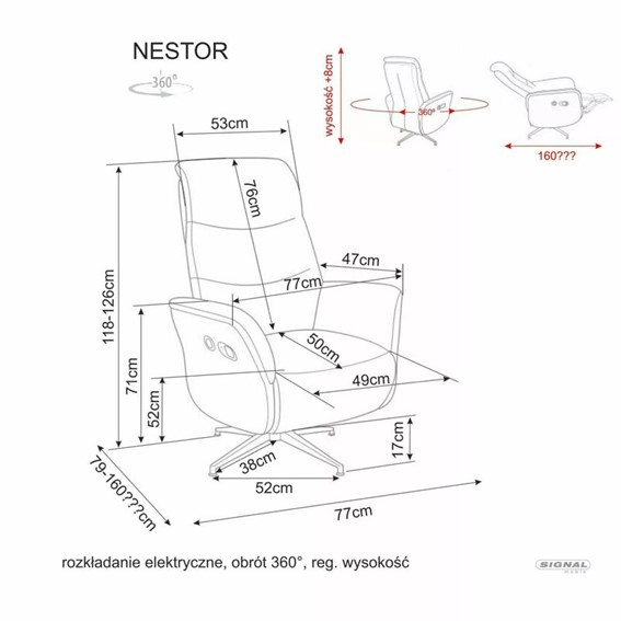 Fotel Rozkładany NESTOR RAVEN Cappuccino