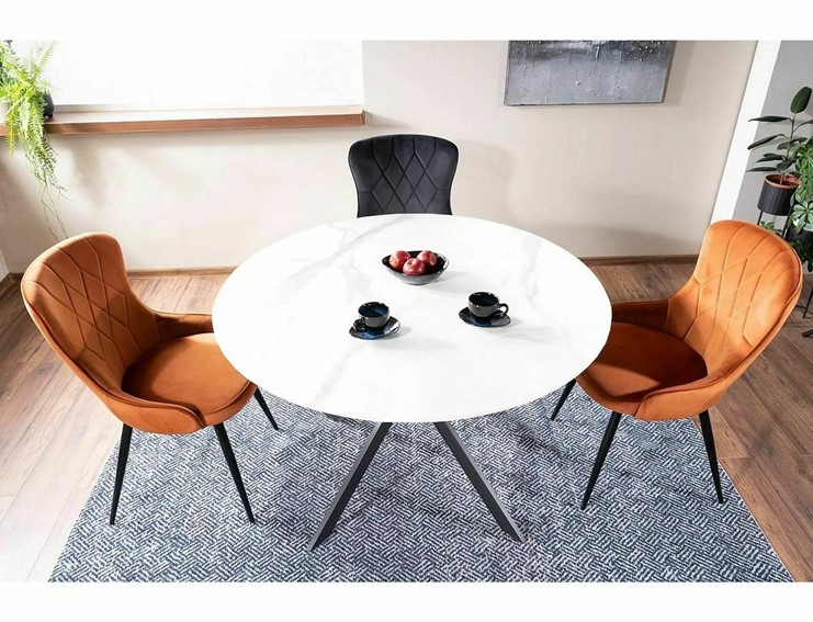 Stół TALIA fi90 Czarny/Biały