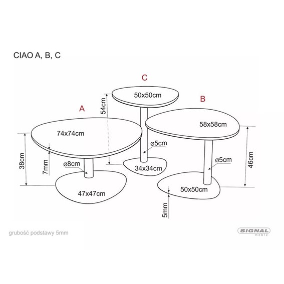 Ława CIAO A Fi74cm Beż Mat/Kaszmir