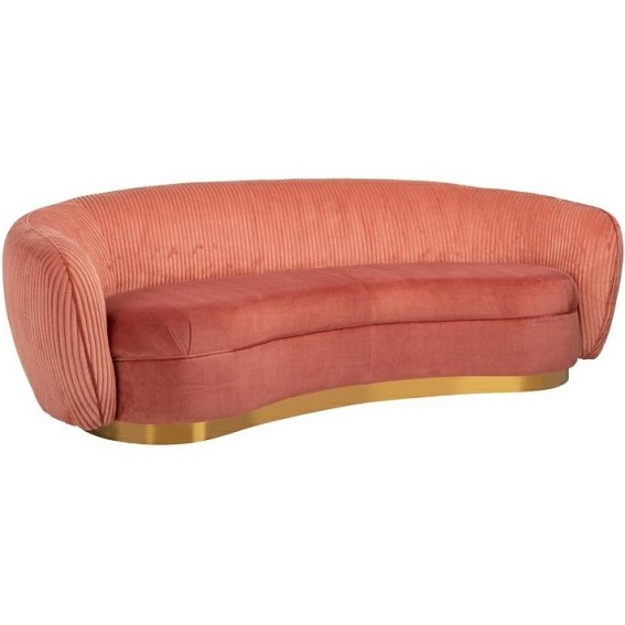 Sofa WAYLON PINK - Welur Różowy/Złoty