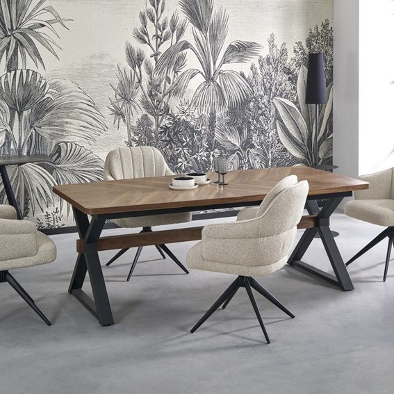 Stół Rozkładany BARON (200-350)x100 cm Orzechowy/Czarny