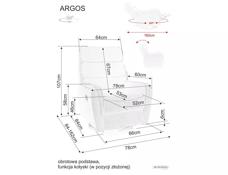 Fotel Rozkładany ARGOS Raven Szary