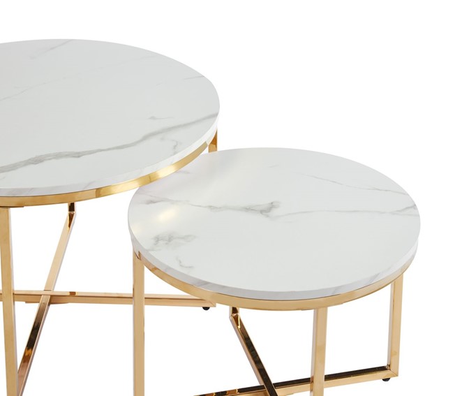 Ława L22-FX fi70 fi50 Biały Marmur/Złoty