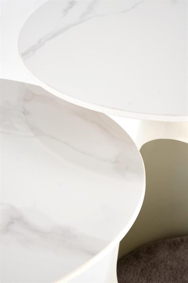 Zestaw 2 Ław OSARIO Biały/Biały Marmur