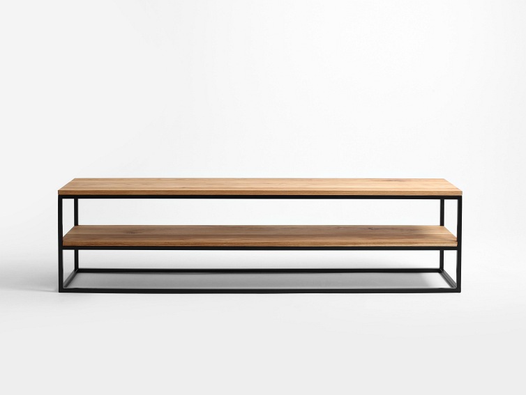 Konsola Julita Solid Wood 180-2F 180x40 Dąb/Czarny