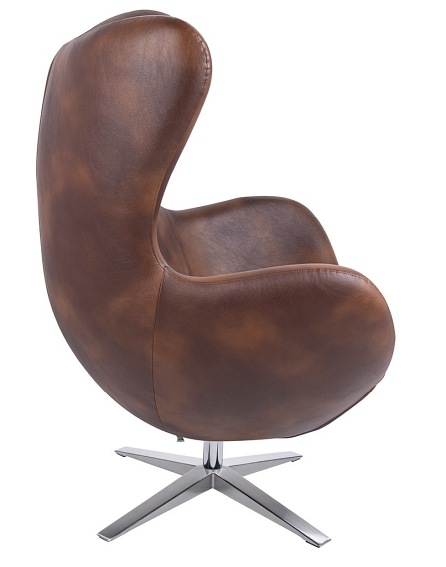 Fotel EGG Szeroki PU Brąz/Koniak