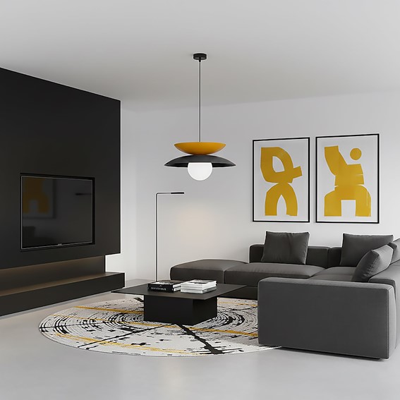 Lampa Wisząca NAGOYA 1 Czarny/Pomarańczowy