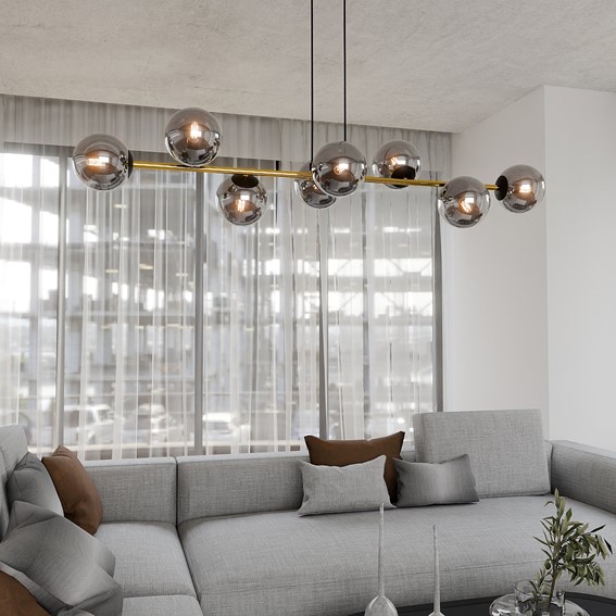 Lampa Wisząca GRAVITY 8 Czarny/Złoty/Grafitowy