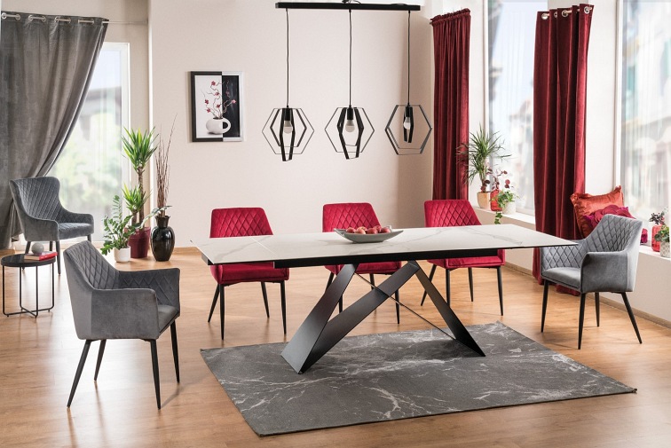 Stół Rozkładany WESTIN III CERAMIC (160-240)x90 Biały/Czarny