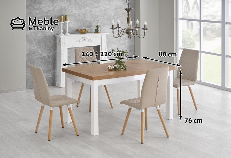 Stół Rozkładany TIAGO (140-220)x80 Dąb Lancelot
