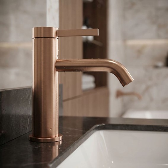 Bateria Umywalkowa RIVO Miedź Szczotkowana