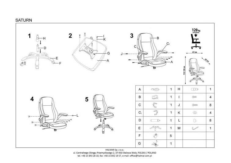 Fotel Gabinetowy SATURN Popiel