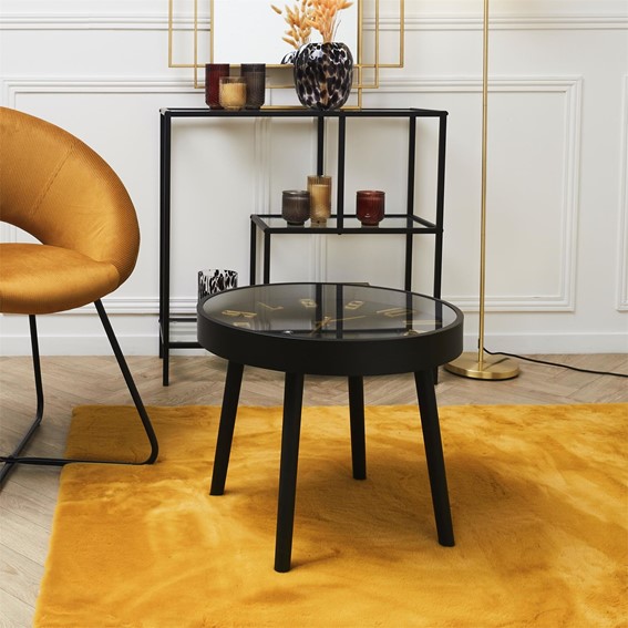 Stolik Kawowy TELIS Czarny z Zegarem