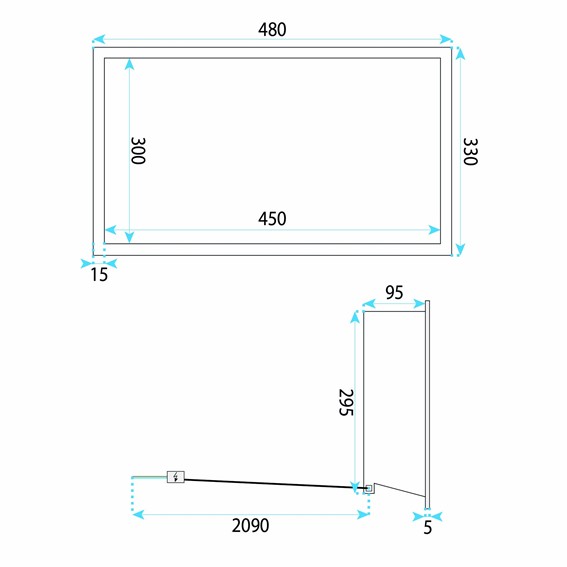 Półka Łazienkowa Wnękowa LED 30x45cm Miedź Szczotkowana